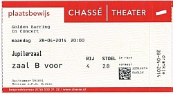 Golden Earring show ticket#4-28 April 28, 2014 Breda - Chassé Theater